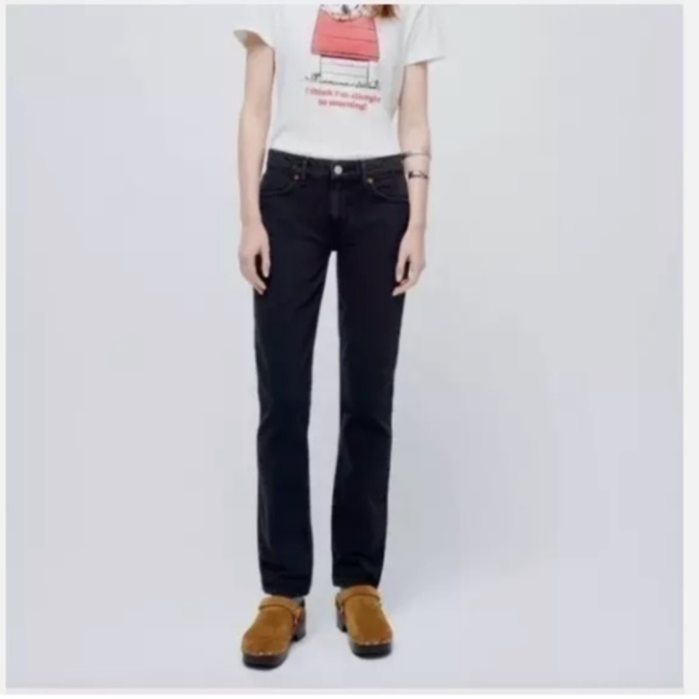 Re/Done Denim 70's Low Rise Straight Washed Black Jeans 30 Nwt